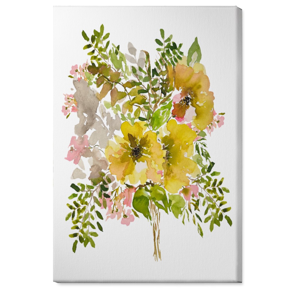 Floral Bouquet - Yellow Wall Art, No Frame, Single piece, Canvas, 24x36, Yellow, Classic Yellow