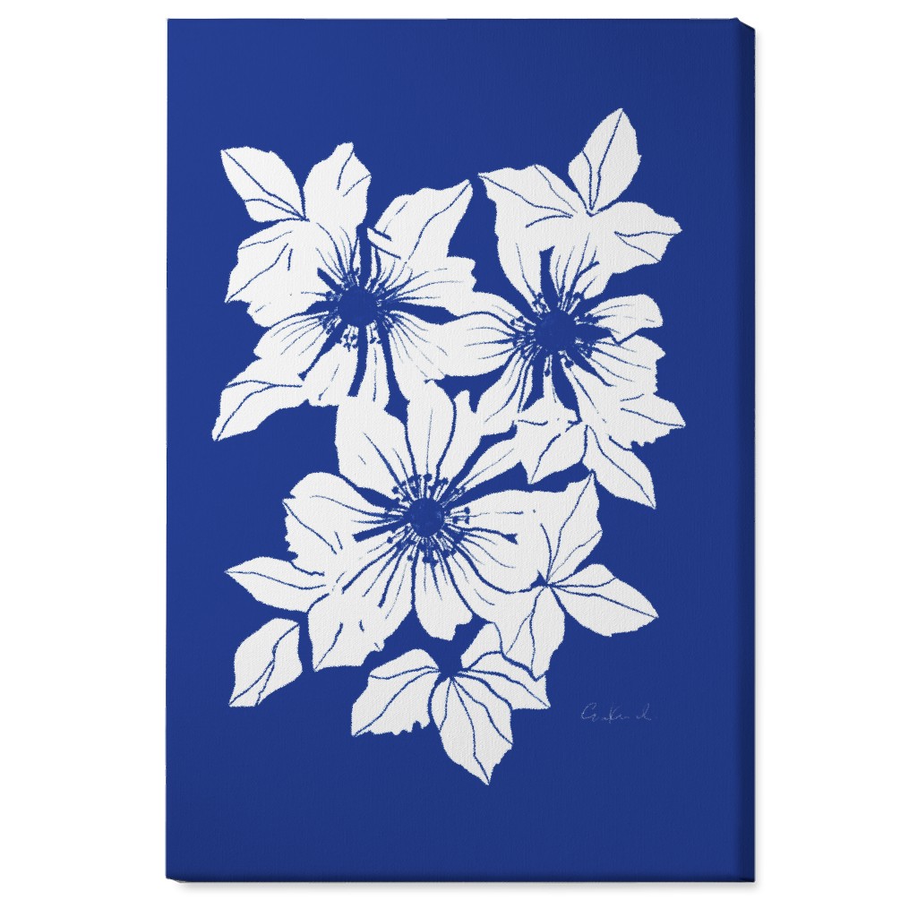 Botanical Big Anemones Wall Art, No Frame, Single piece, Canvas, 24x36, Blue