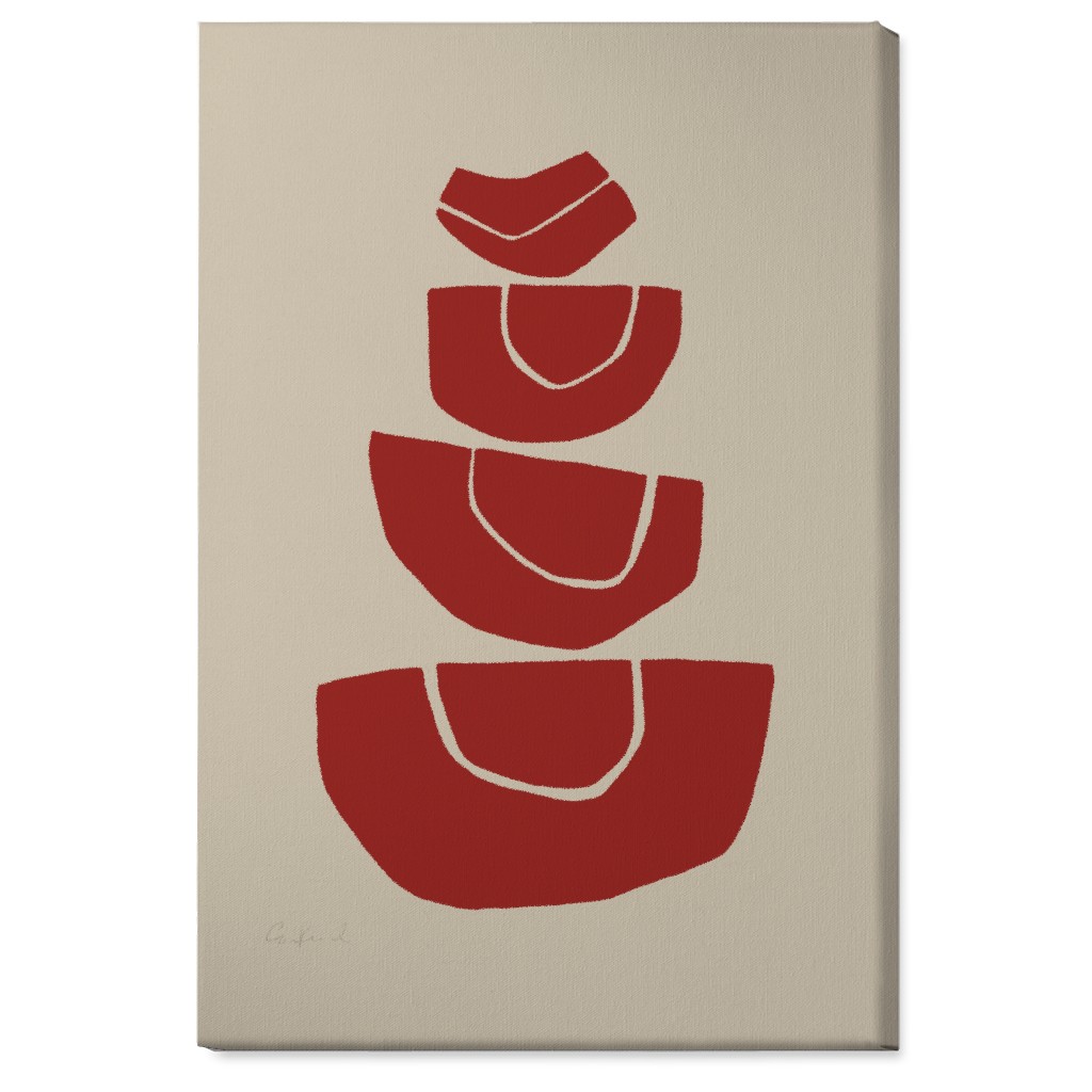 Geometric Stack Abstract Wall Art, No Frame, Single piece, Canvas, 24x36, Red
