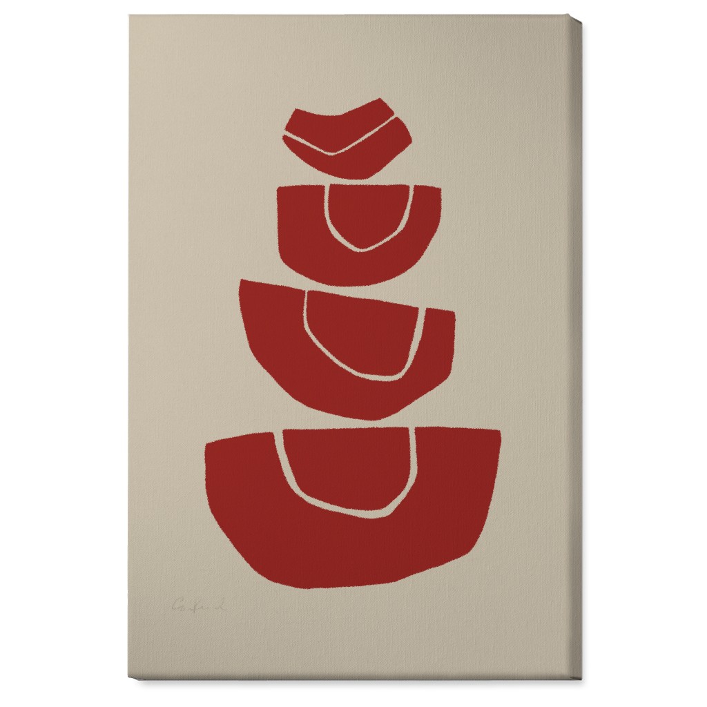 Geometric Stack Abstract Wall Art, No Frame, Single piece, Canvas, 24x36, Red, Cinnamon