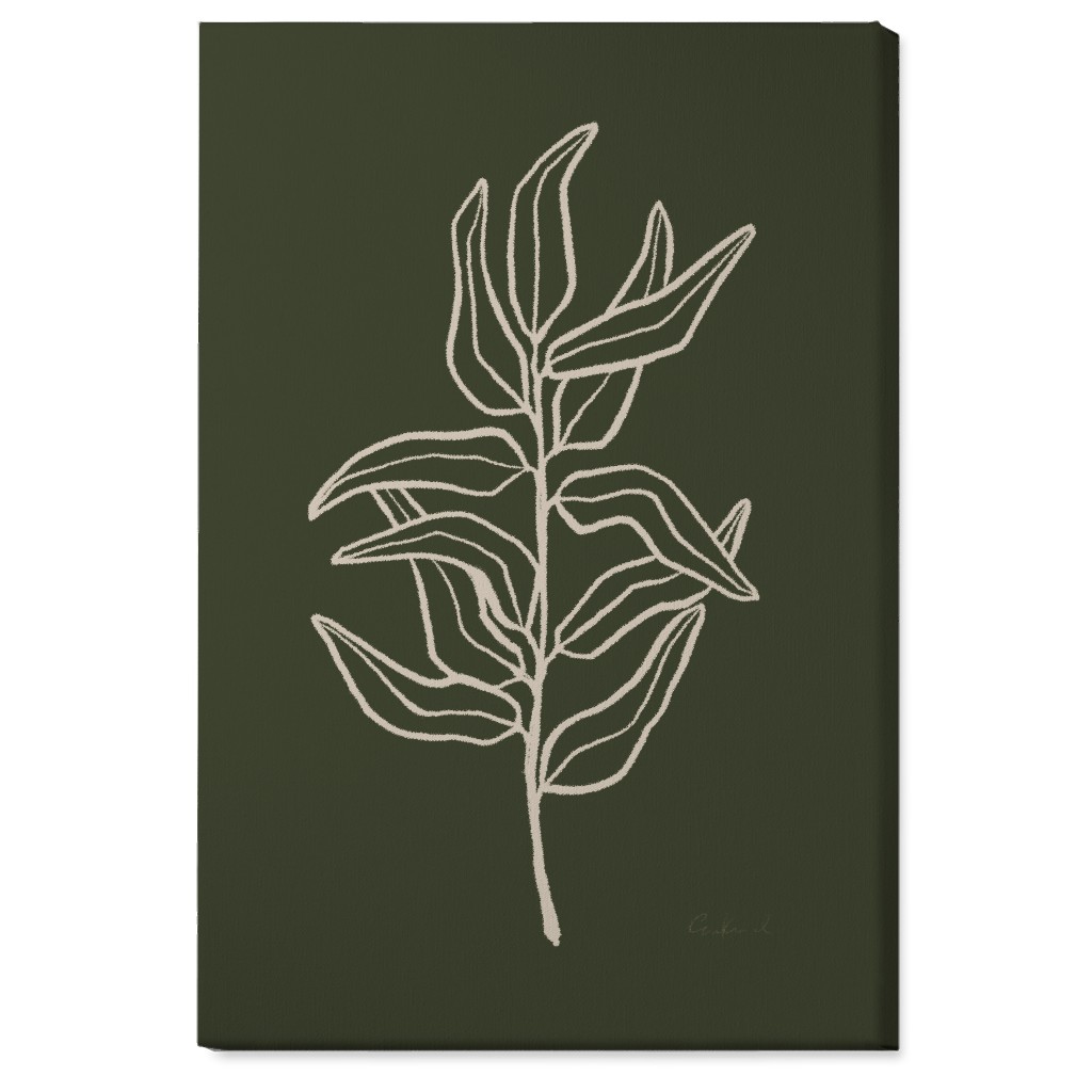 Botanical Eucalyptus Branch Wall Art, No Frame, Single piece, Canvas, 24x36, Green