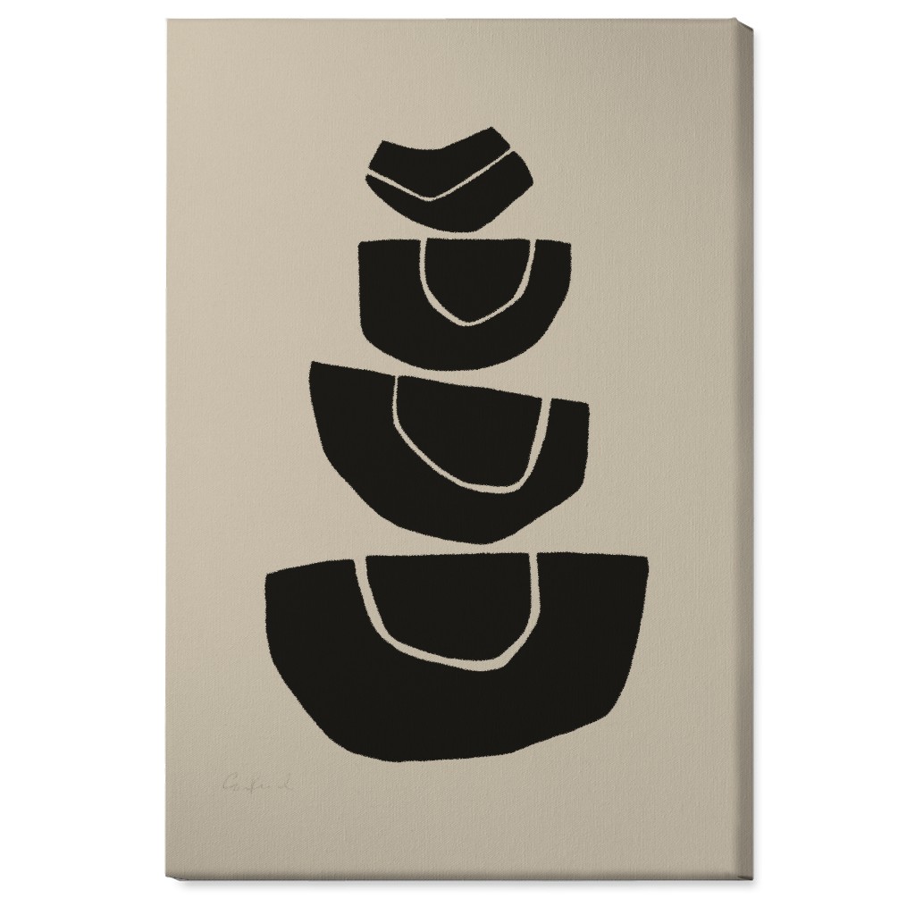 Geometric Stack Abstract Wall Art, No Frame, Single piece, Canvas, 24x36, Black, Charcoal
