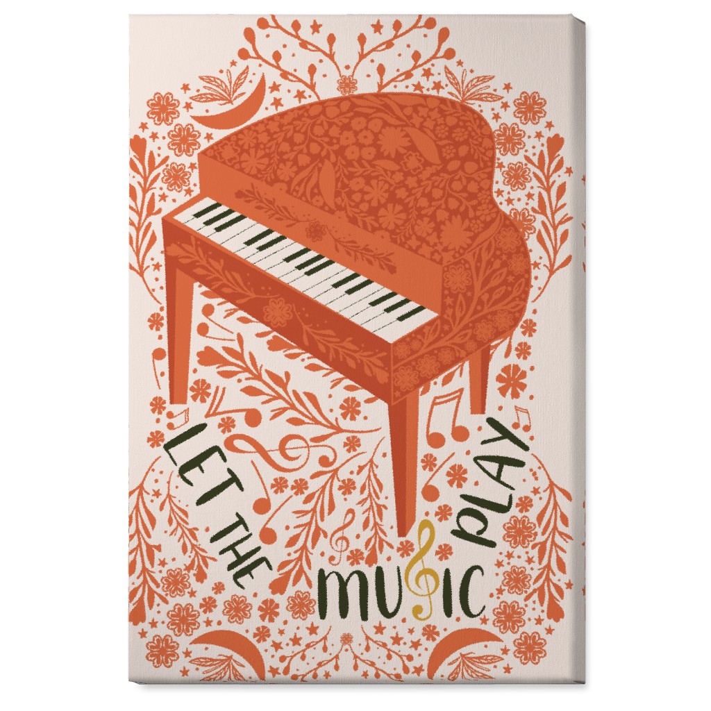 Let the Music Play - Red Wall Art, No Frame, Single piece, Canvas, 24x36, Pink, Bright Pink