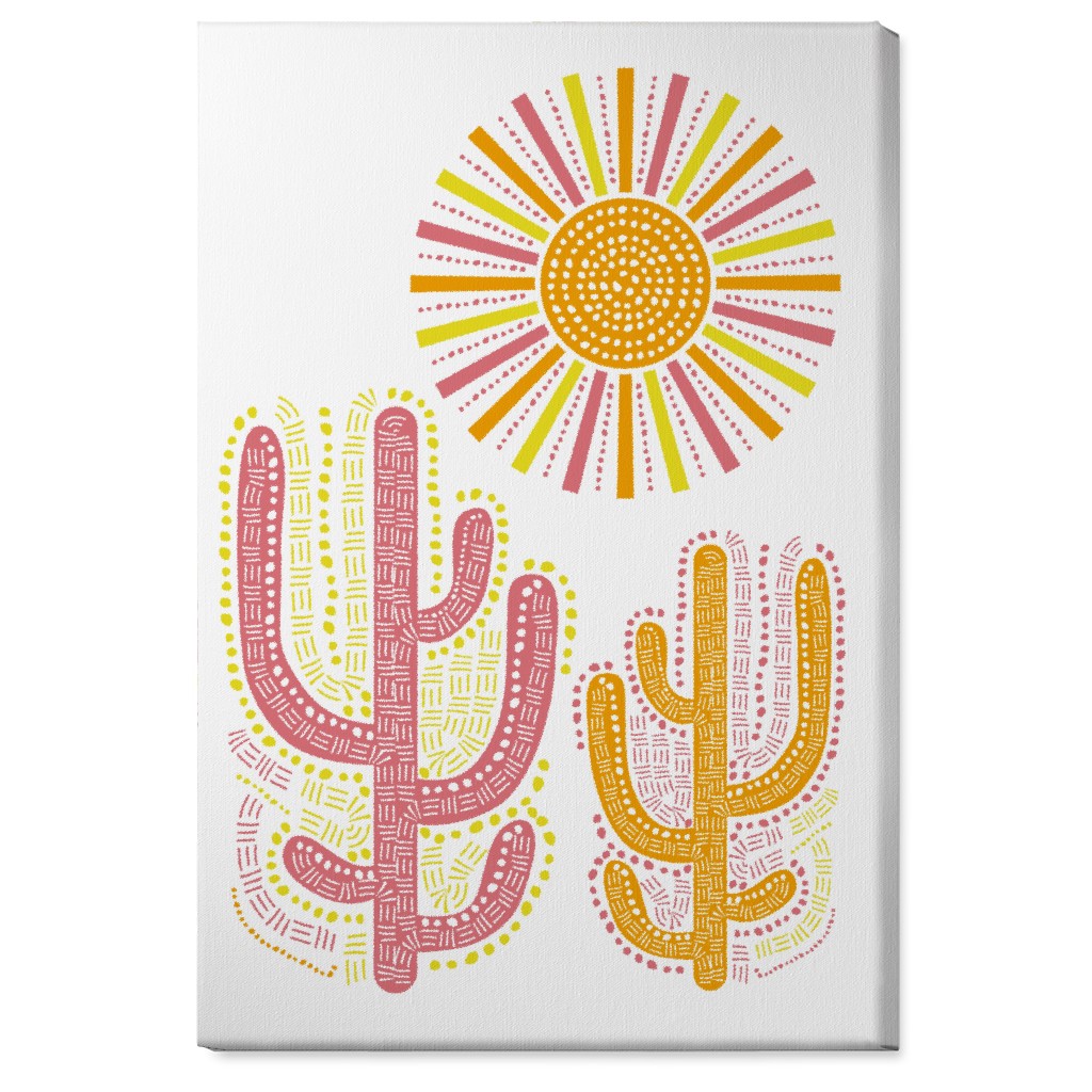 Boho Cactus and Sunny Summer - Warm Wall Art, No Frame, Single piece, Canvas, 24x36, Multicolor