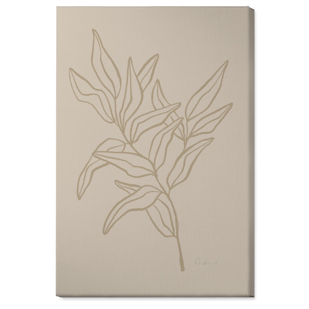 Botanical Eucalyptus Branch I Wall Art, No Frame, Single piece, Canvas, 24x36, Beige, Wheat