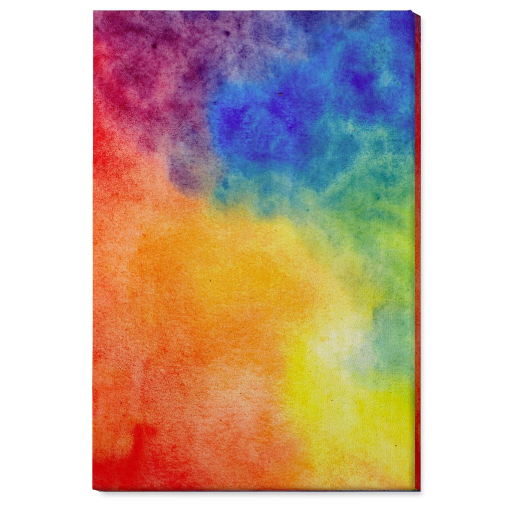 Watercolor Rainbow Abstract - Multi Wall Art, No Frame, Single piece, Canvas, 24x36, Multicolor