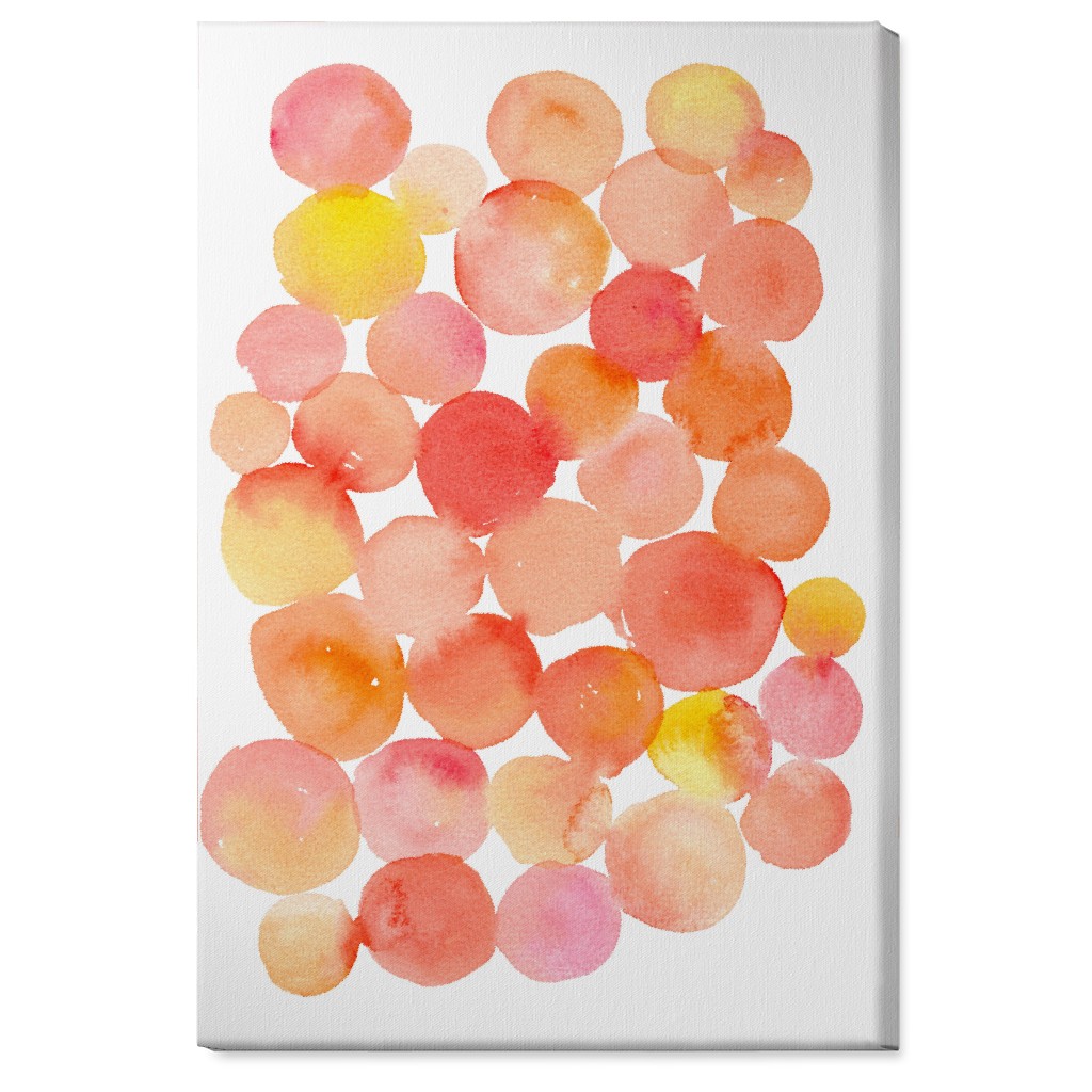 Watercolor Circles Wall Art, No Frame, Single piece, Canvas, 24x36, Orange, Dusk Pink