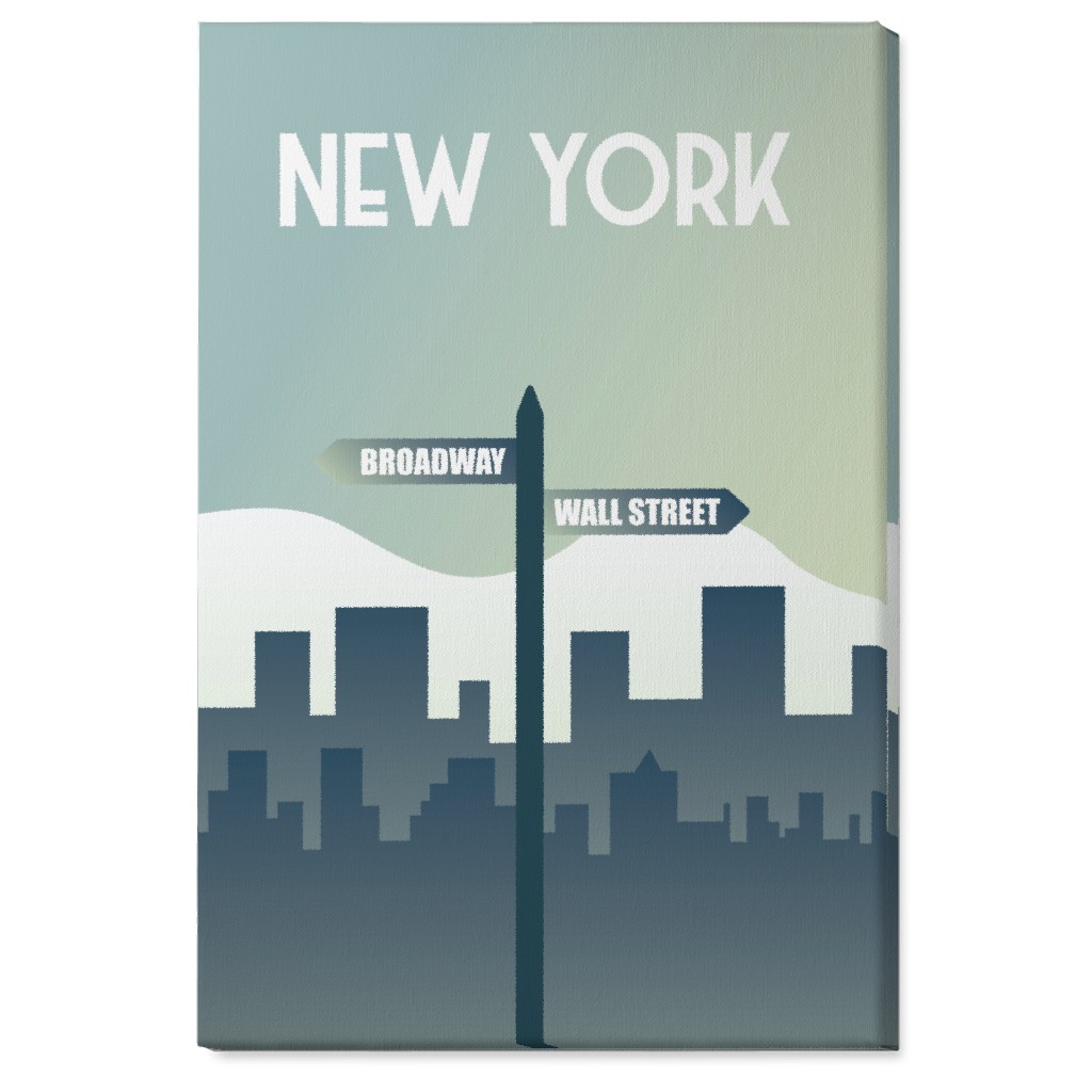New York City Street Signs Wall Art, No Frame, Single piece, Canvas, 24x36, Green