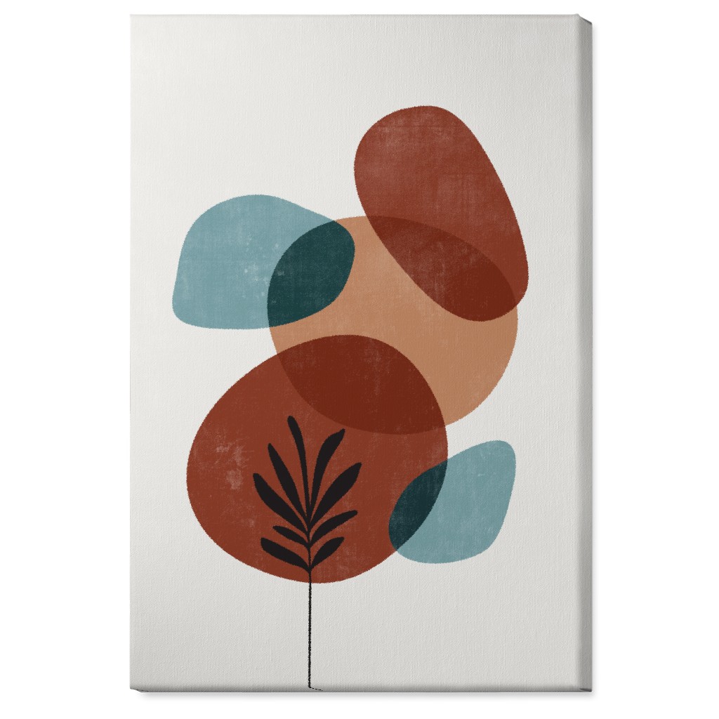 Abstract Leaf Orb - Terracotta and Ivory Wall Art, No Frame, Single piece, Canvas, 24x36, Brown