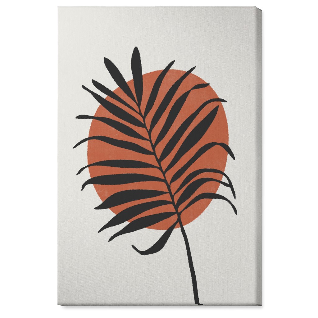 Abstract Leaf Frond - Terracotta and Ivory Wall Art, No Frame, Single piece, Canvas, 24x36, Brown