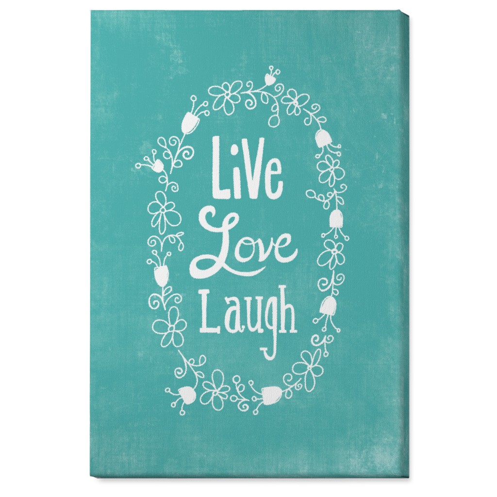 Live, Laugh, Love - Aqua Wall Art, No Frame, Single piece, Canvas, 24x36, Green