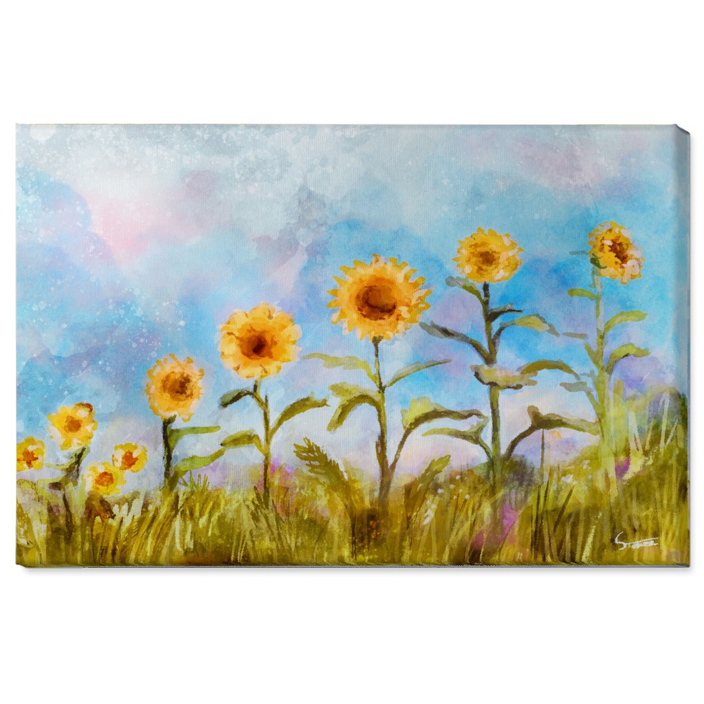 the Sunflower Field Wall Art, No Frame, Single piece, Canvas, 24x36, Multicolor