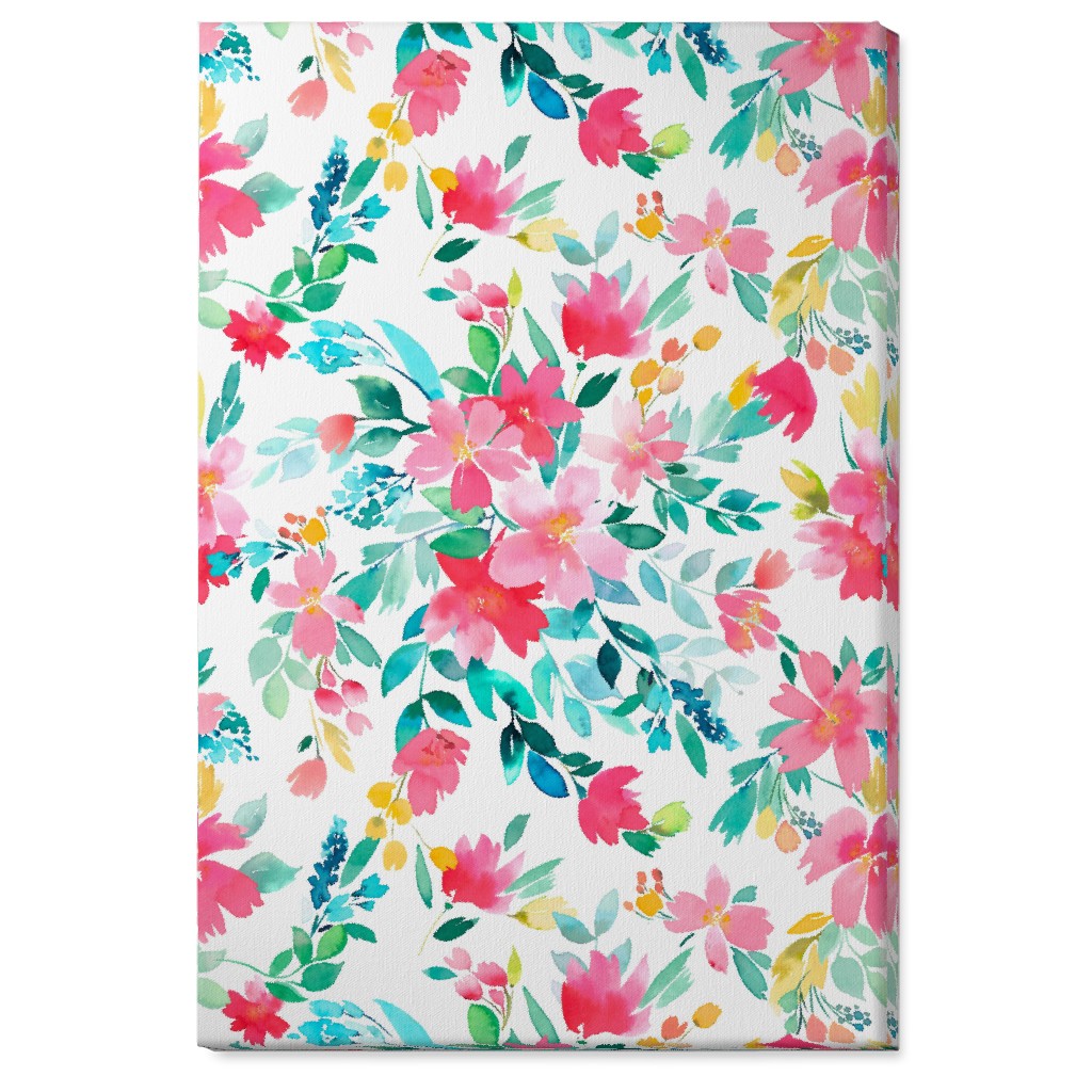 Summer Fresh Flowers - Multi Wall Art, No Frame, Single piece, Canvas, 24x36, Pink, Bright Pink