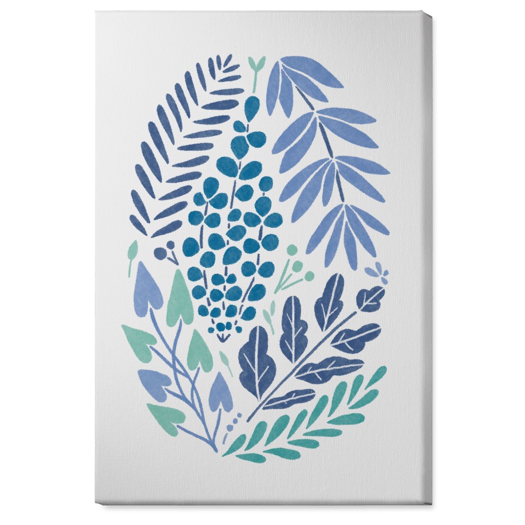 Botanical Composition Wall Art, No Frame, Single piece, Canvas, 24x36, Blue