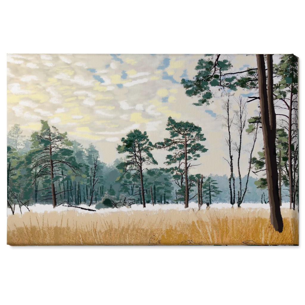 Winter Meadow With Trees Wall Art, No Frame, Single piece, Canvas, 24x36, Multicolor