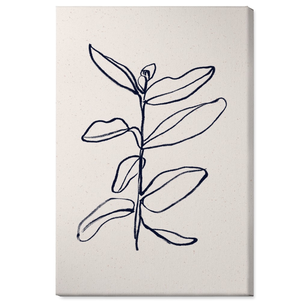 Plant Line Art - Neutral Wall Art, No Frame, Single piece, Canvas, 24x36, Beige, Pearl