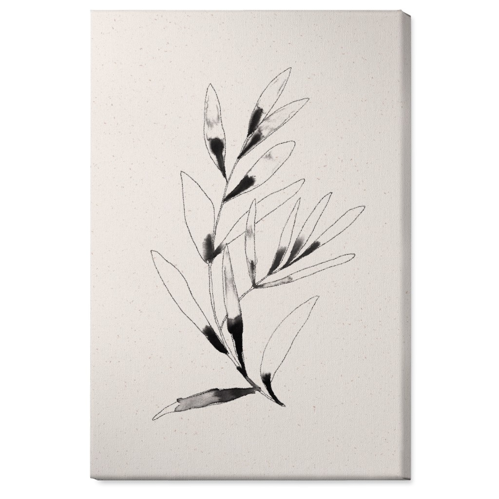 Olive Branch Watercolor - Neutral Wall Art, No Frame, Single piece, Canvas, 24x36, Beige, Pearl