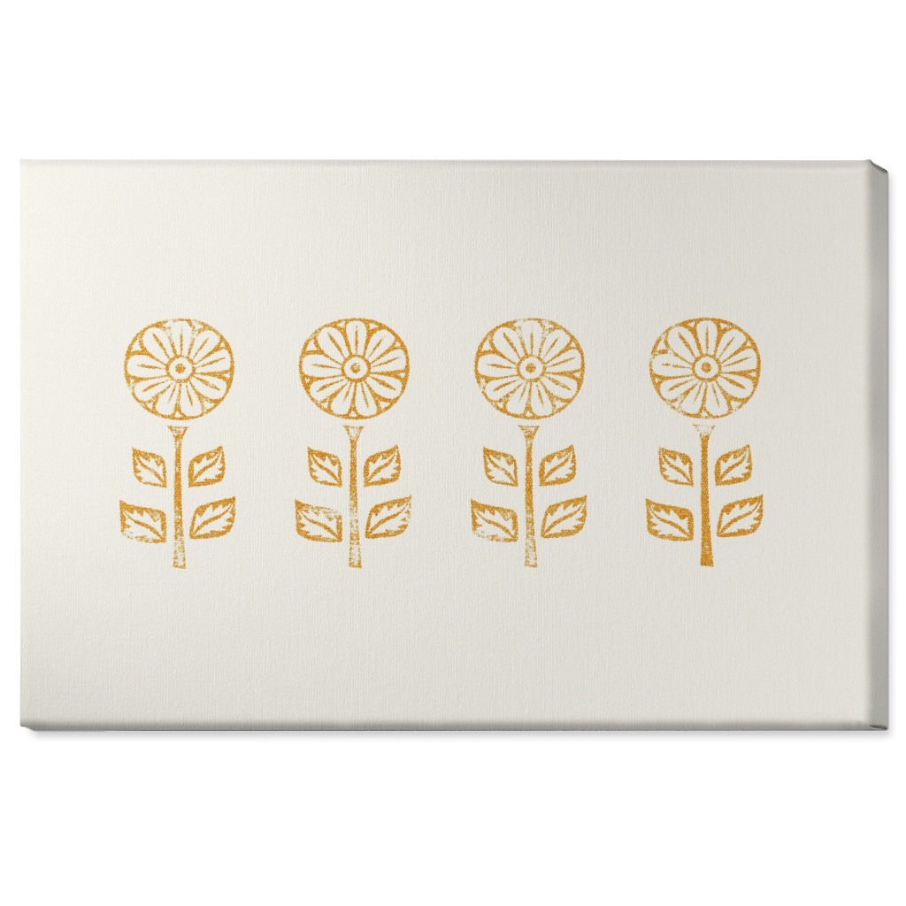 Floral Block Print Ii Wall Art, No Frame, Single piece, Canvas, 24x36, Yellow, Marigold