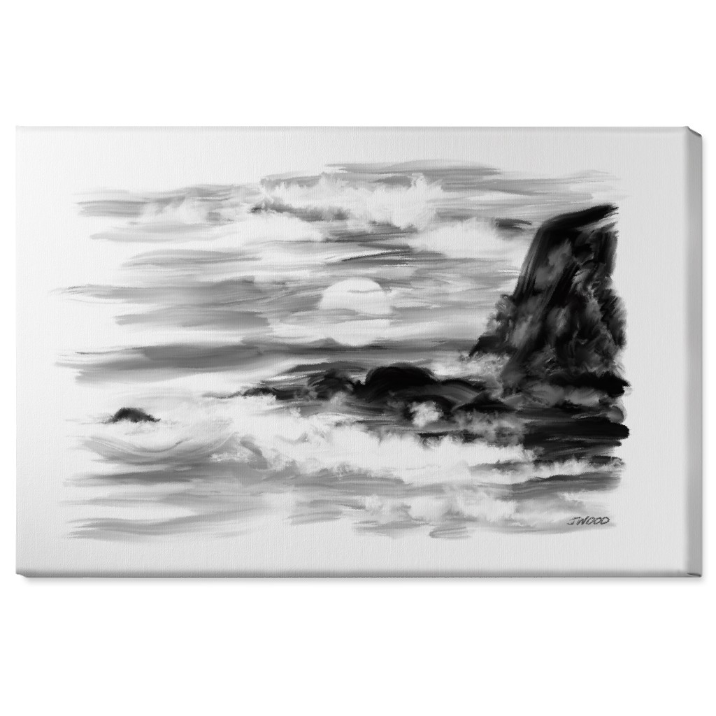 Stormy - Black and White Wall Art, No Frame, Single piece, Canvas, 24x36, Black