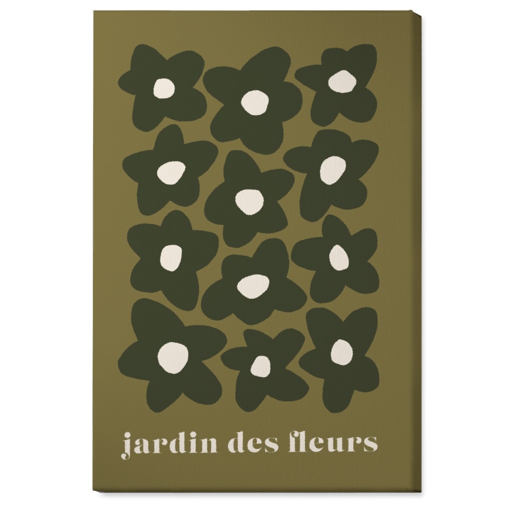Botanical Graphic Retro Flower Garden Wall Art, No Frame, Single piece, Canvas, 24x36, Green, Leaf