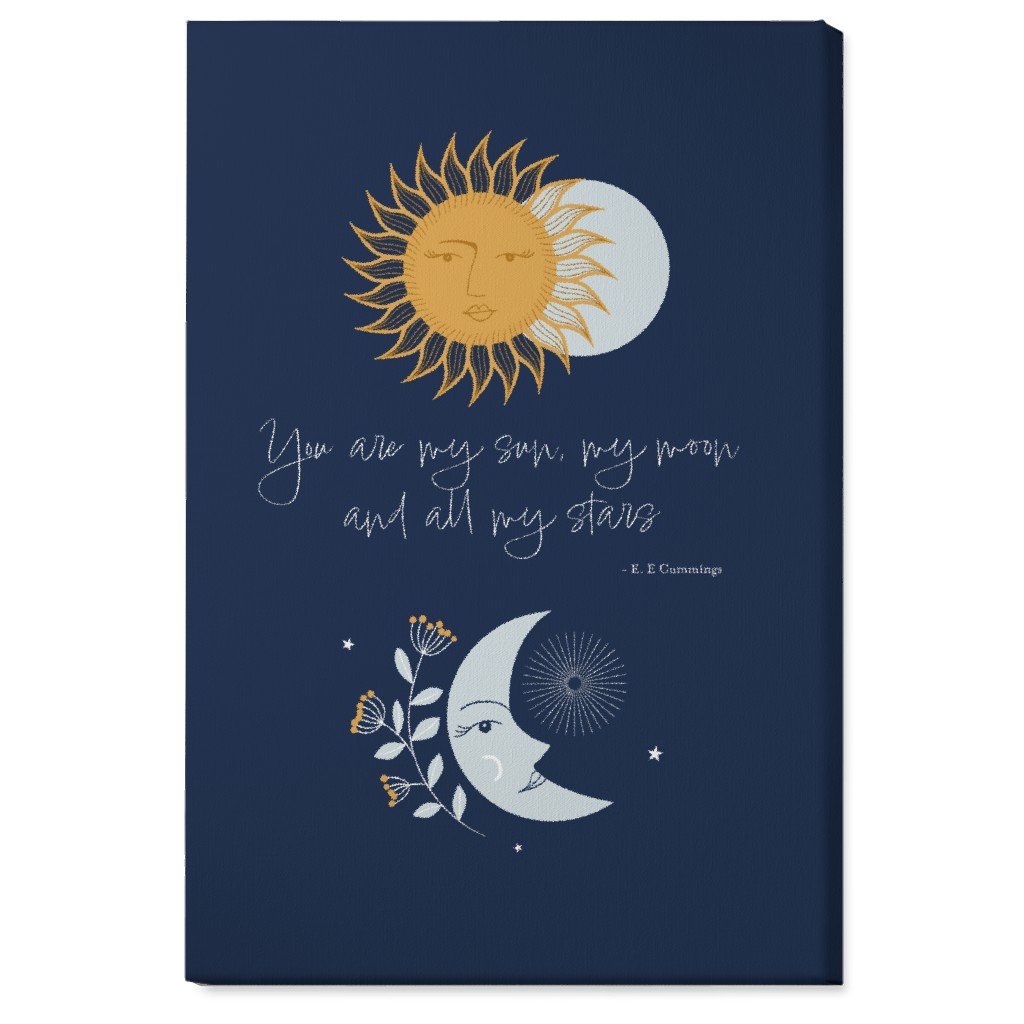 Sun and Moon Wall Art, No Frame, Single piece, Canvas, 24x36, Blue