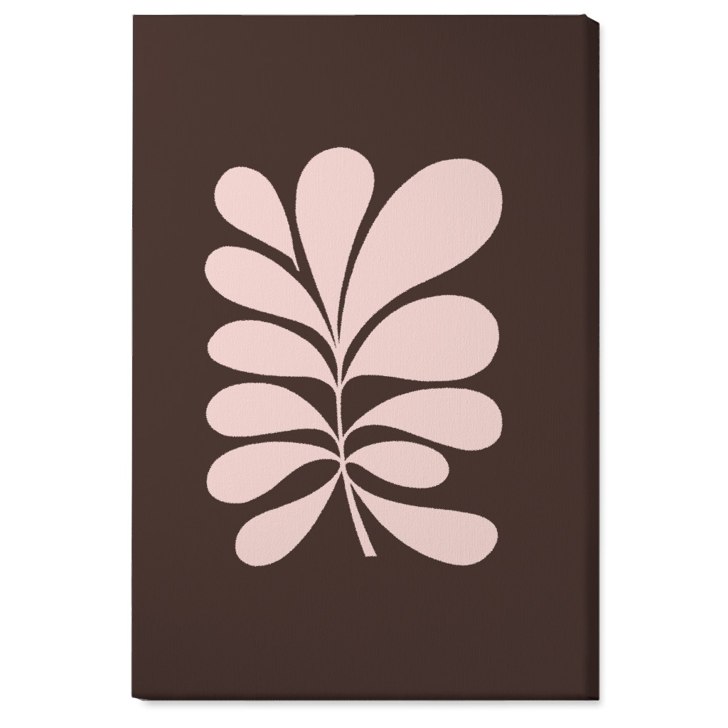 Minimal Foliage - Brown and Pink Wall Art, No Frame, Single piece, Canvas, 24x36, Brown, Brown