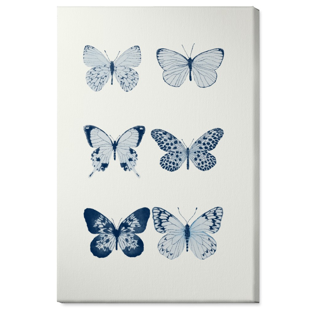 Butterflies Pairs Wall Art, No Frame, Single piece, Canvas, 24x36, Blue, Air