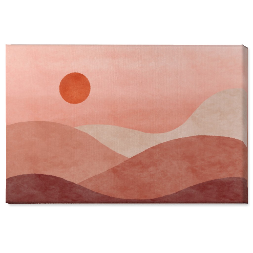 a Desert Sunset - Neutral Wall Art, No Frame, Single piece, Canvas, 24x36, Pink, Bright Pink
