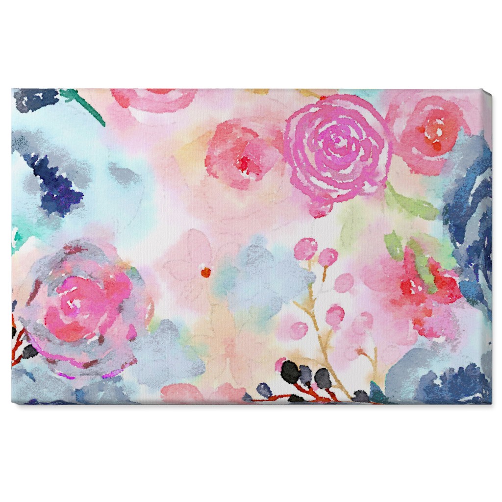 Spring Dreams - Watercolor Floral - Multi Wall Art, No Frame, Single piece, Canvas, 24x36, Multicolor