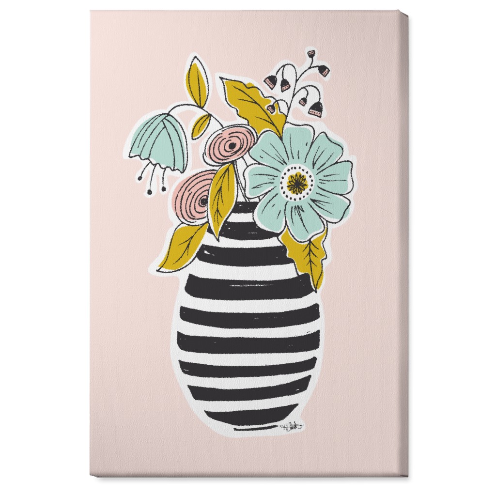 Summer Floral Vase Wall Art, No Frame, Single piece, Canvas, 24x36, Multicolor