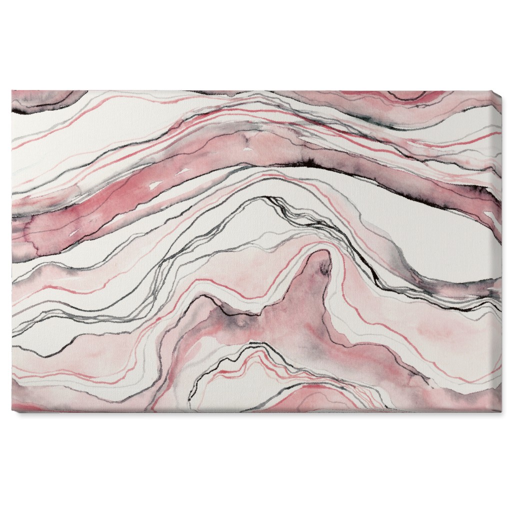 Marbled Watercolor Stone - Pink Wall Art, No Frame, Single piece, Canvas, 24x36, Pink, Bright Pink