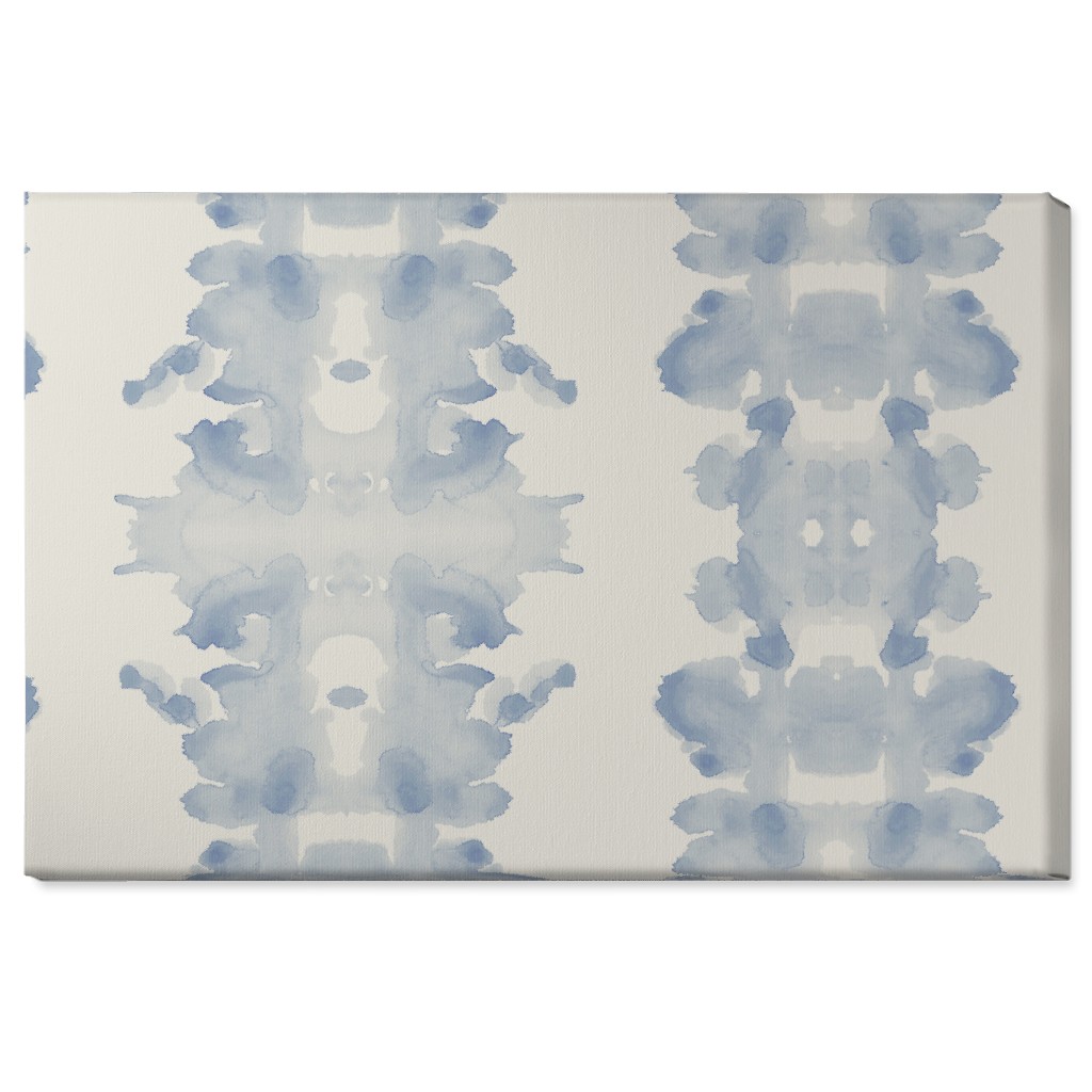 Double Inkblot - Light Blue and Cream Wall Art, No Frame, Single piece, Canvas, 24x36, Blue, True Blue