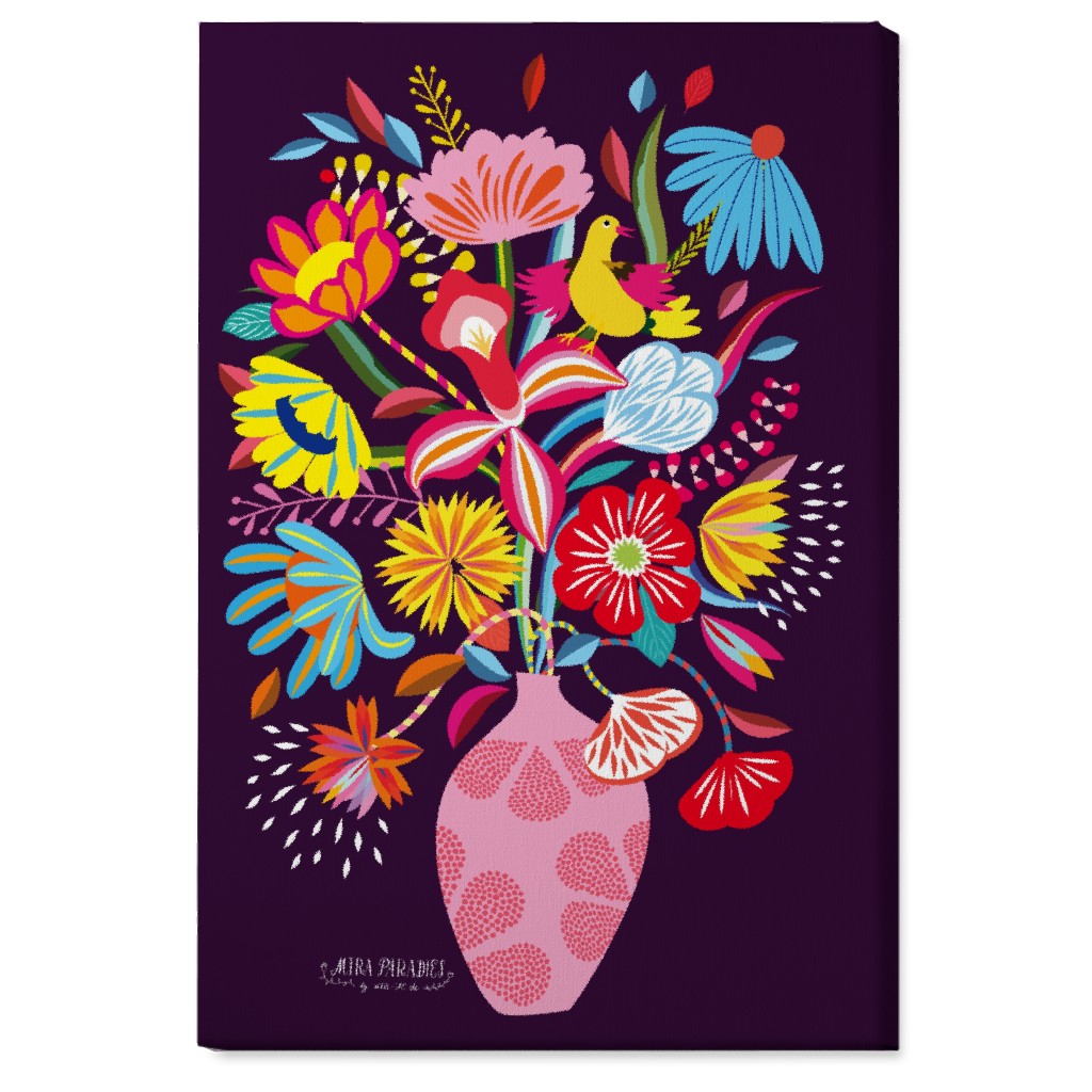 Folkart Bouquet - Multi Wall Art, No Frame, Single piece, Canvas, 24x36, Multicolor