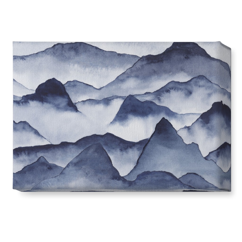 Watercolor Mountains - Blue Wall Art, No Frame, Single piece, Canvas, 10x14, Blue