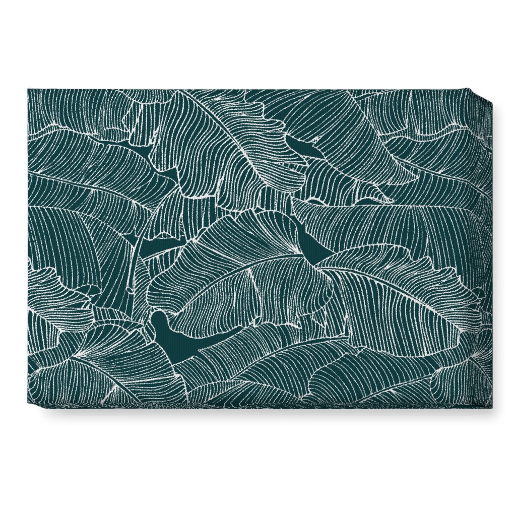 Banana Leaf - Teal Wall Art, No Frame, Single piece, Canvas, 10x14, Green