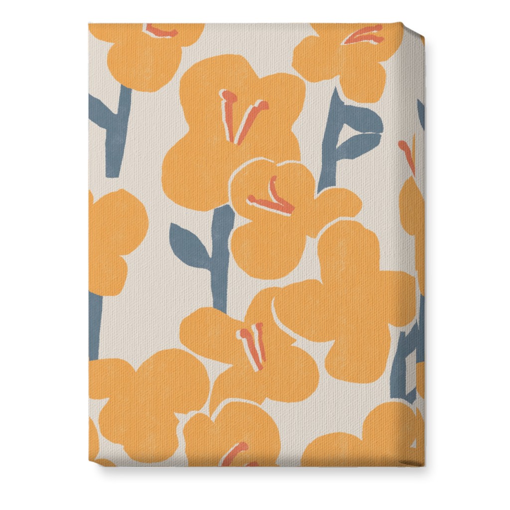 Field of Mod Flowers - Yellow Wall Art, No Frame, Single piece, Canvas, 10x14, Yellow, Classic Yellow