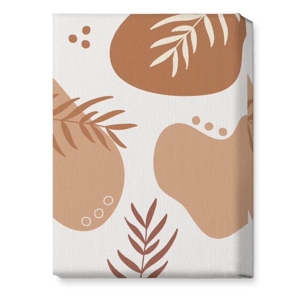 Abstract Shapes and Fern Leaves - Neutral Wall Art, No Frame, Single piece, Canvas, 10x14, Orange, Orange