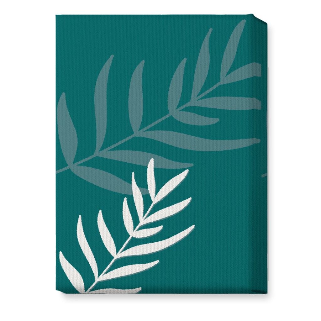 Fern Leaves in Neutral Earth Tones Wall Art, No Frame, Single piece, Canvas, 10x14, Green, Blue Lagoon
