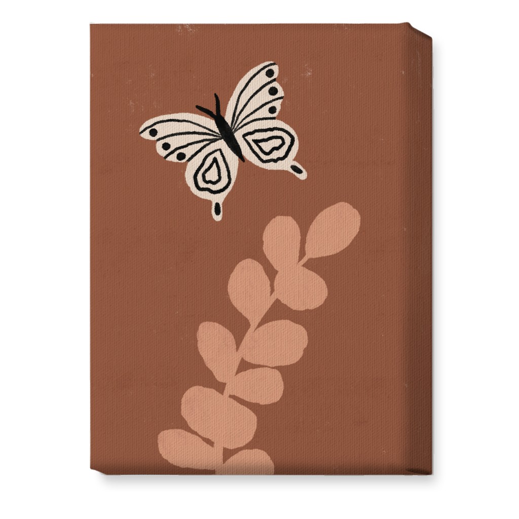 Butterfly and Branch - Warm Wall Art, No Frame, Single piece, Canvas, 10x14, Brown, Brown