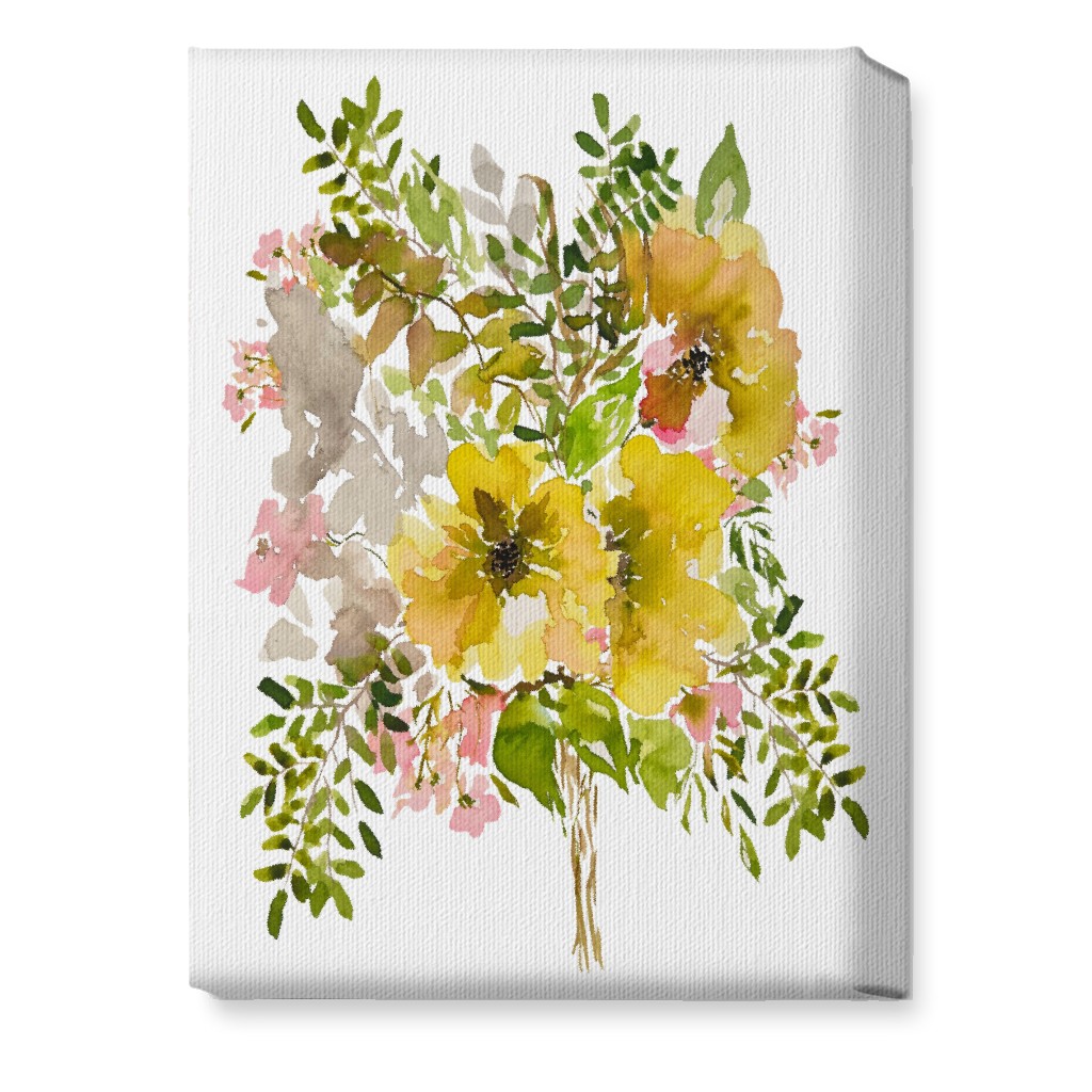 Floral Bouquet - Yellow Wall Art, No Frame, Single piece, Canvas, 10x14, Yellow, Classic Yellow