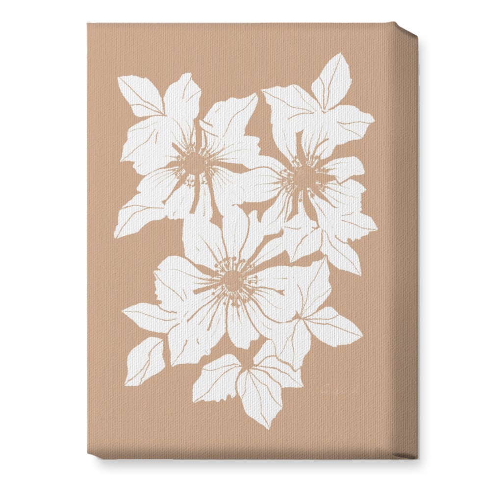 Botanical Big Anemones Wall Art, No Frame, Single piece, Canvas, 10x14, Beige, Alpaca