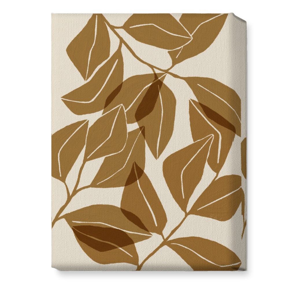 Botanical Ficus Leaves Wall Art, No Frame, Single piece, Canvas, 10x14, Brown