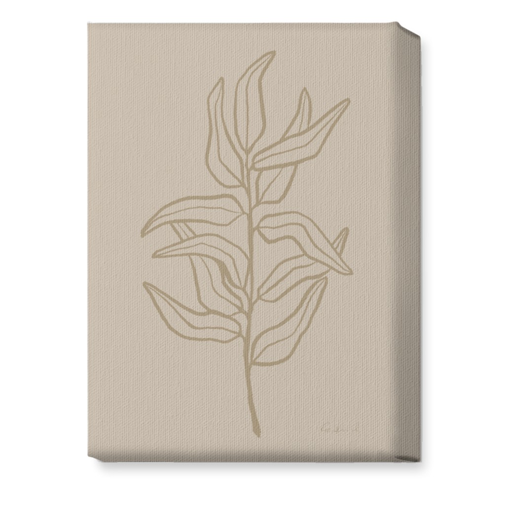Botanical Eucalyptus Branch Wall Art, No Frame, Single piece, Canvas, 10x14, Beige, Pebble