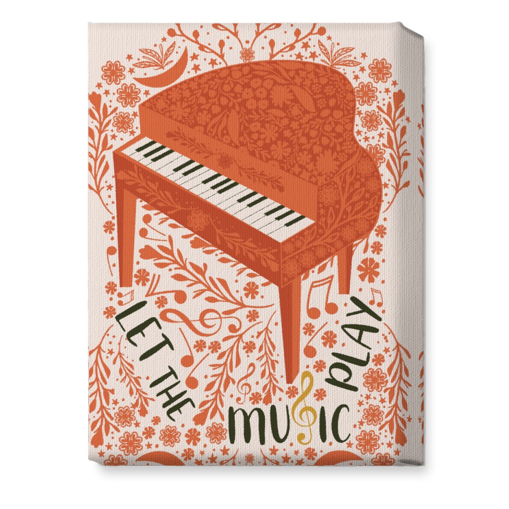 Let the Music Play - Red Wall Art, No Frame, Single piece, Canvas, 10x14, Pink