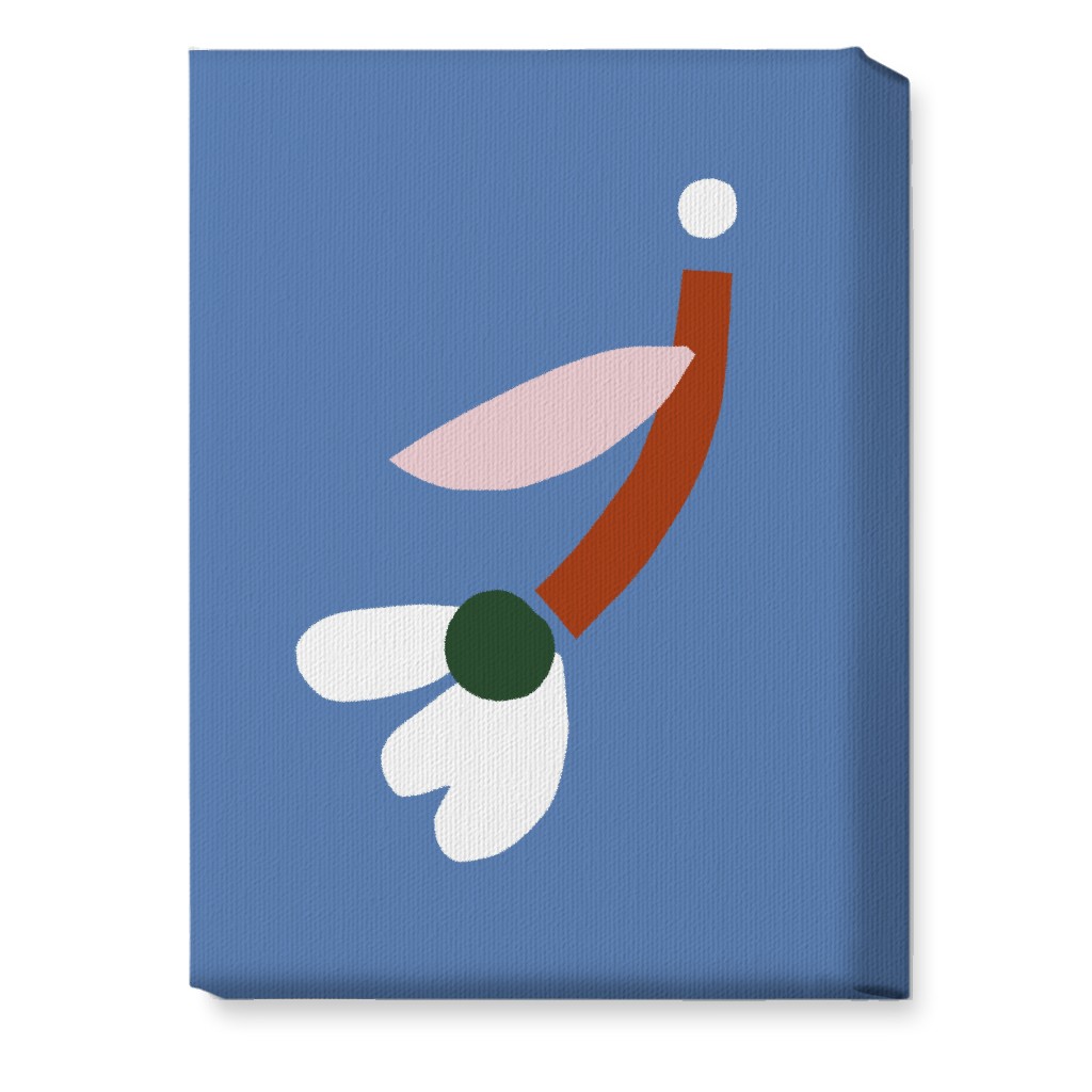 Flower - Multi on Blue Wall Art, No Frame, Single piece, Canvas, 10x14, Blue, True Blue