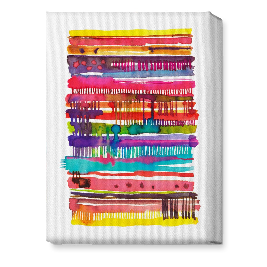 Watercolor Irregular Vainica Stripes - Multi Wall Art, No Frame, Single piece, Canvas, 10x14, Multicolor