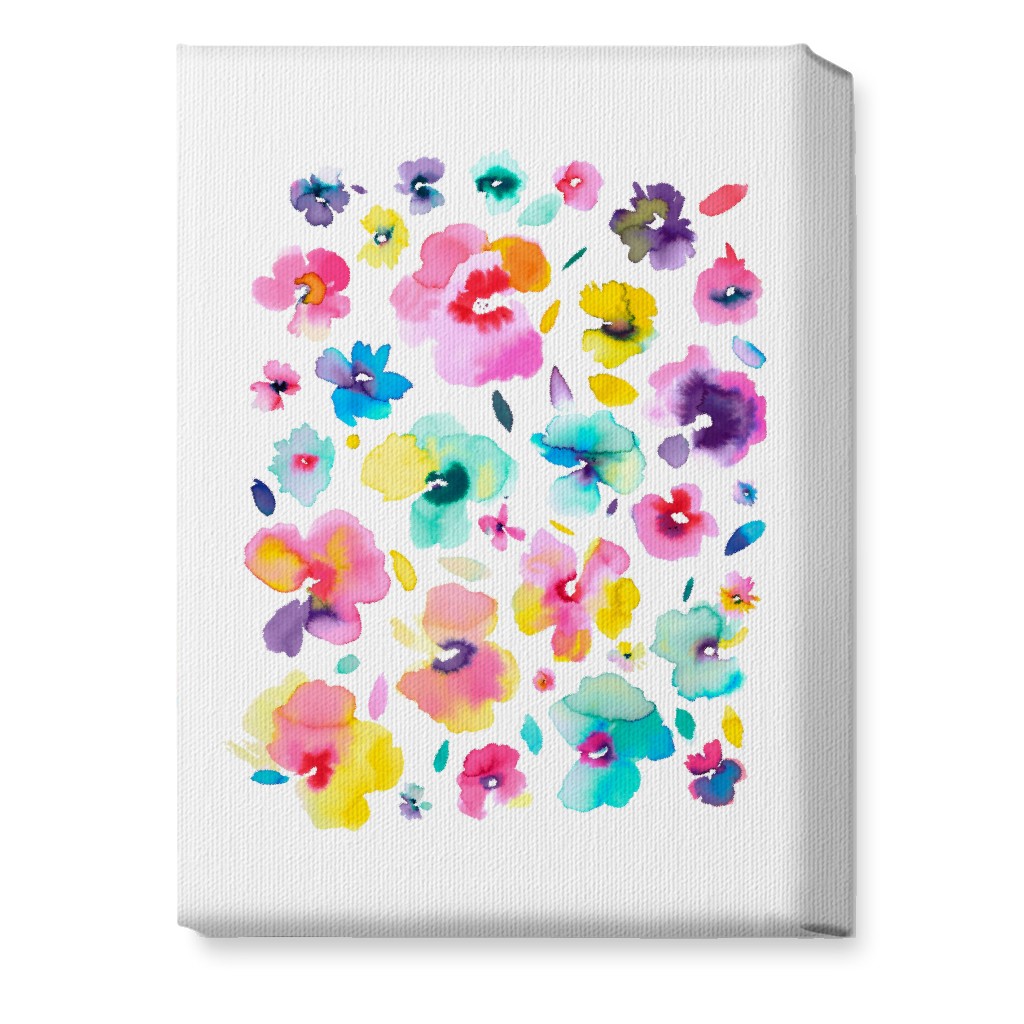 Watercolor Beautiful Flowers - Multi Wall Art, No Frame, Single piece, Canvas, 10x14, Multicolor