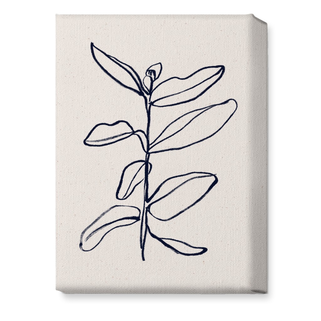 Plant Line Art - Neutral Wall Art, No Frame, Single piece, Canvas, 10x14, Beige, Pearl