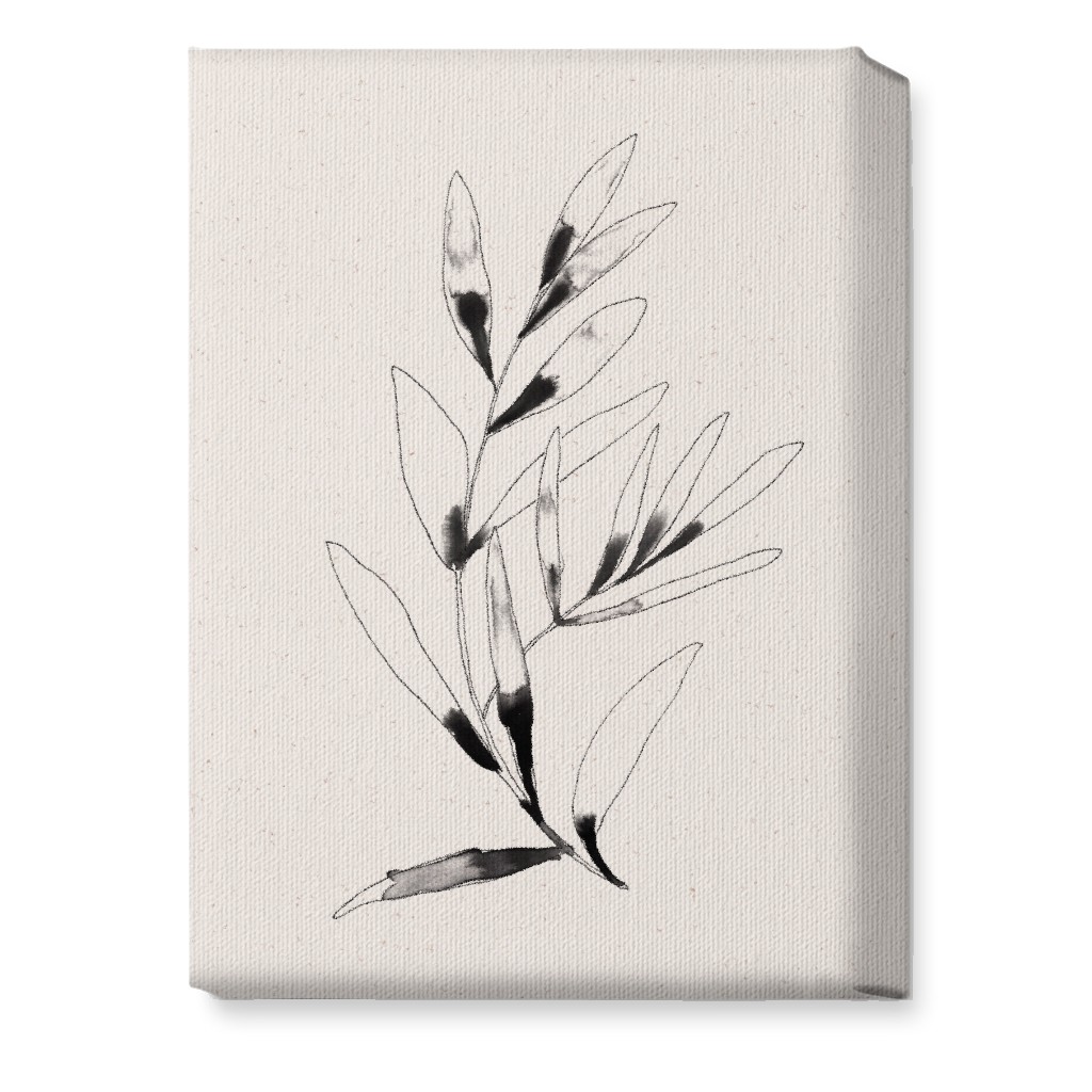 Olive Branch Watercolor - Neutral Wall Art, No Frame, Single piece, Canvas, 10x14, Beige