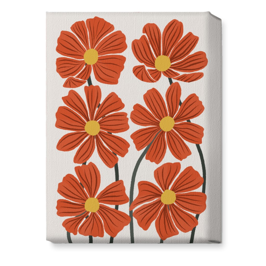 Botanical Cosmos Flowers Wall Art, No Frame, Single piece, Canvas, 10x14, Red